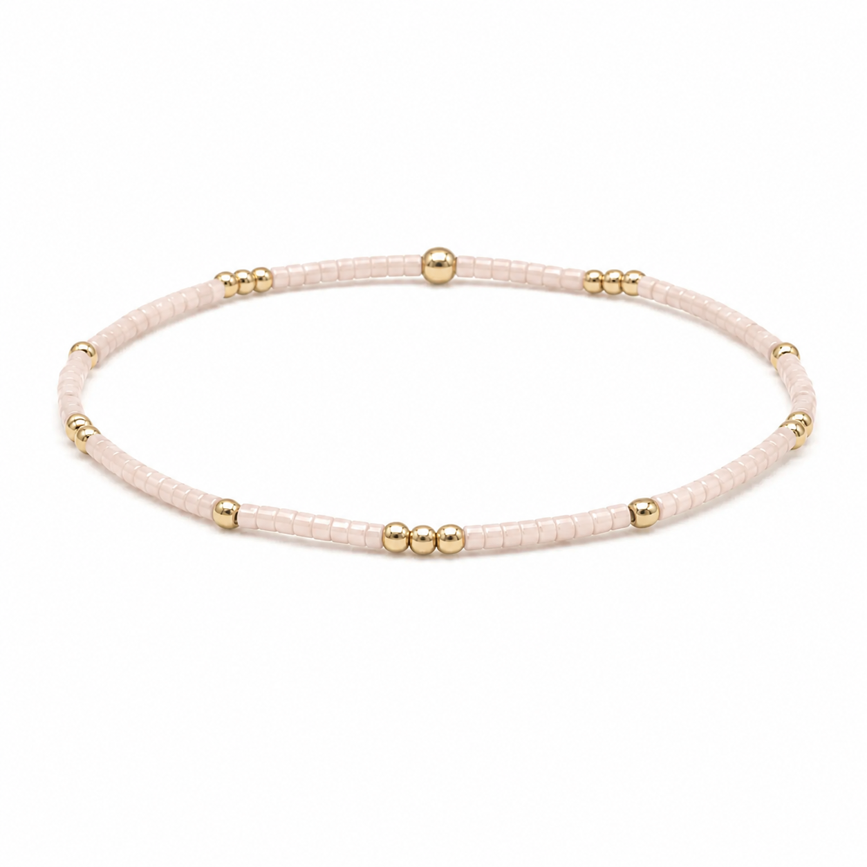 2mm Newport PALEST PINK + Gold Filled Waterproof Bracelet: 6.5"