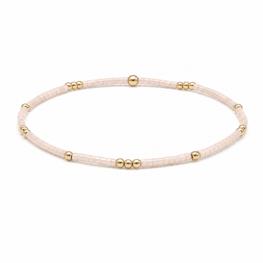2mm Newport PALEST PINK + Gold Filled Waterproof Bracelet: 6.5"