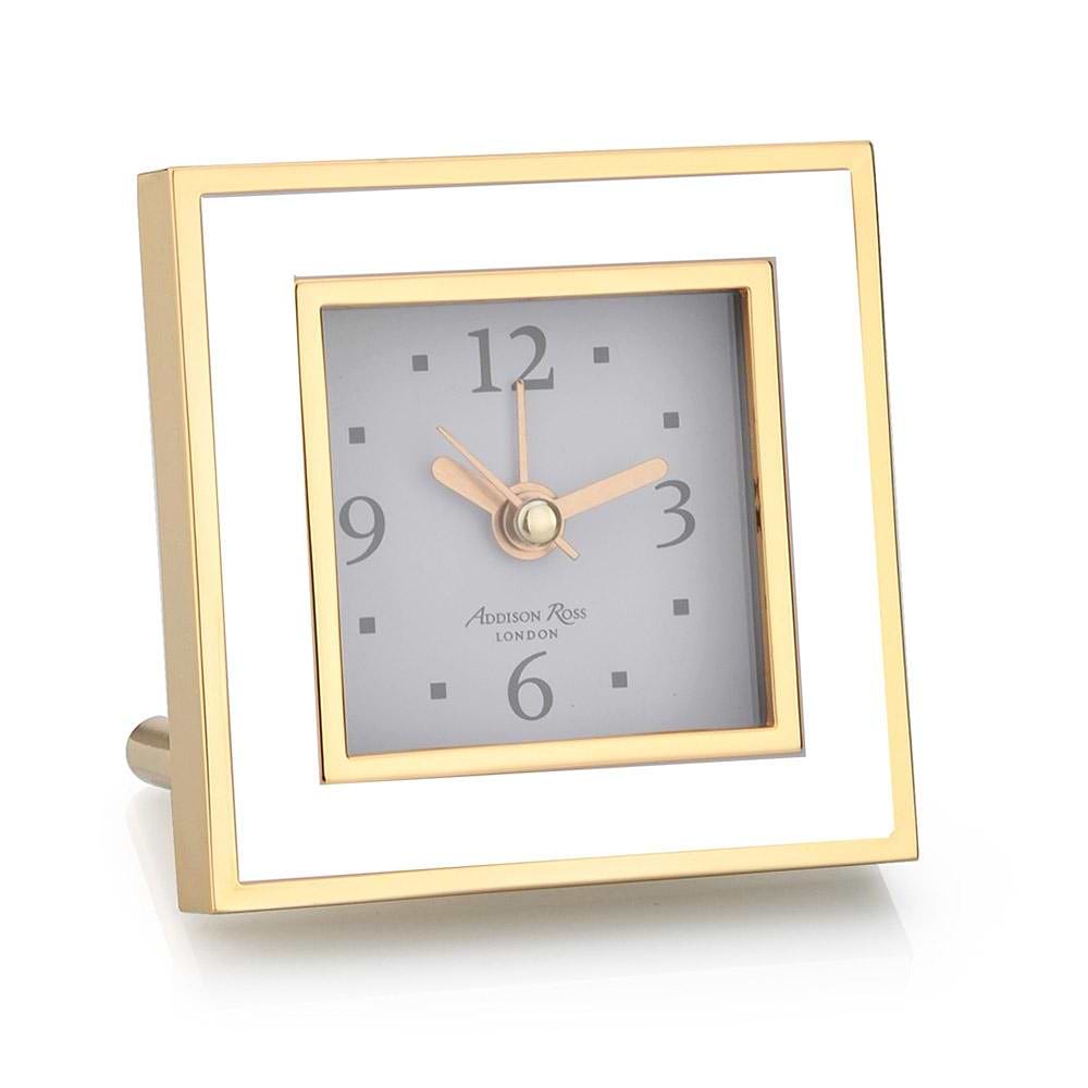 Square Alarm Clock - White & Gold