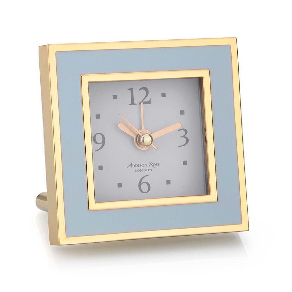 Square Alarm Clock - Light Blue & Gold