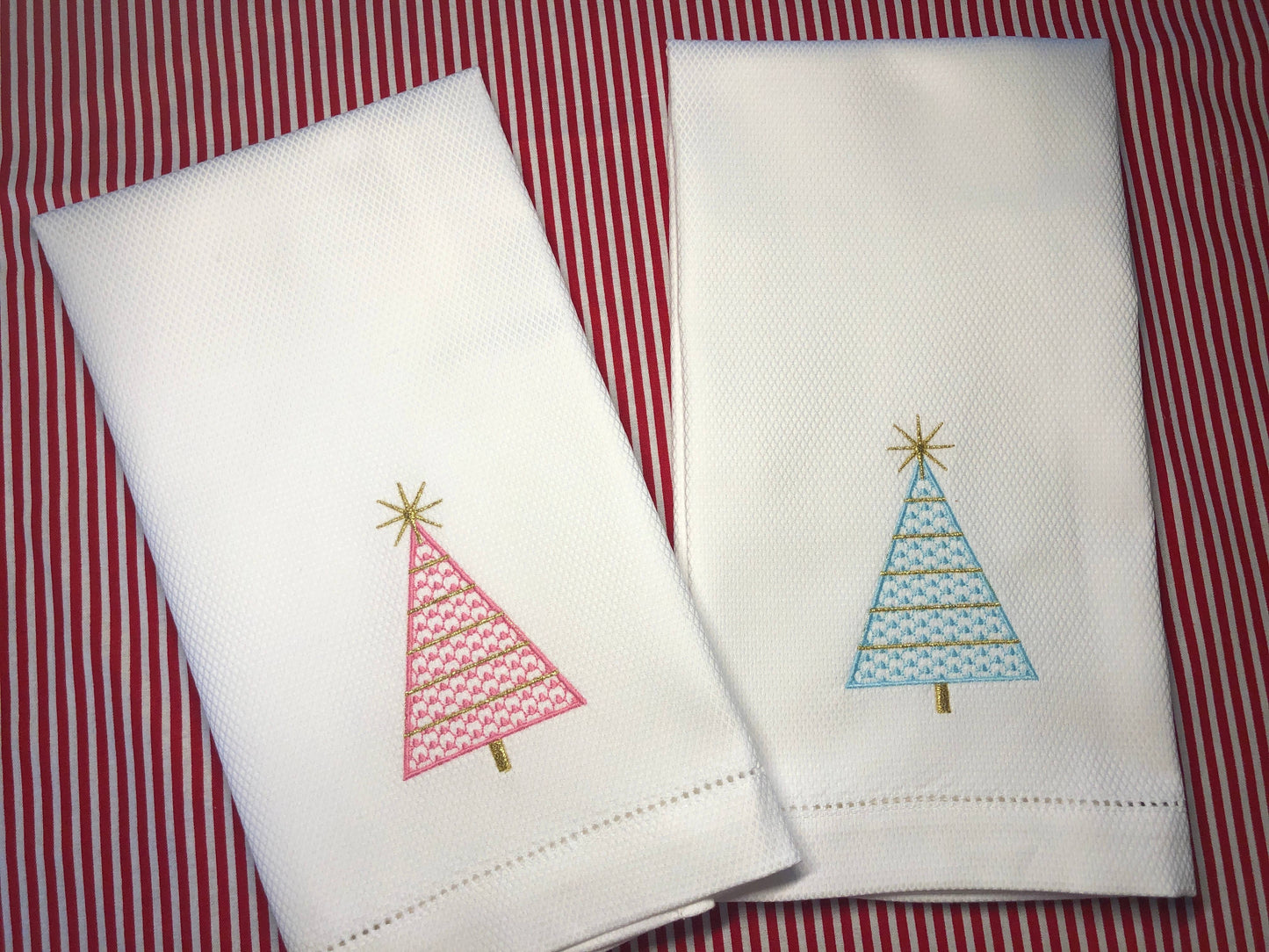 Modern Christmas Tree Towel - Red