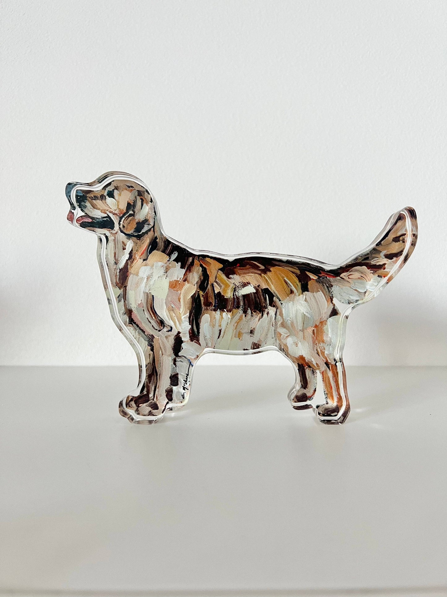Golden Retriever Dark Acrylic Block: Small