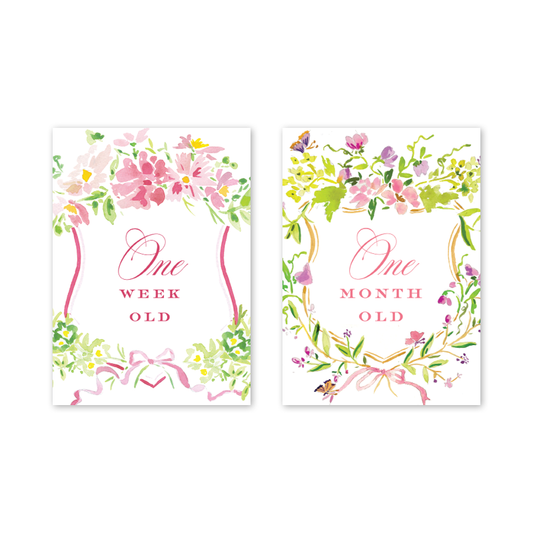 Floral Crest Milestone Cards - Set/15