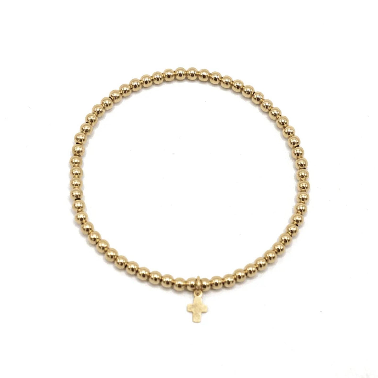 3mm Gold Filled Karma Waterproof Bracelet with Luxe Cross - 6.5"