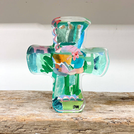 Green Everlasting Love Acrylic Cross