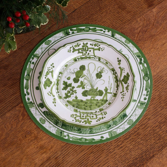 VIDA Faenza 11" Dinner Plate Set/4 - White & Green