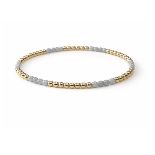 Refined Light Blue Stone & 14k Gold Filled Beaded Bracelet - 6.5"