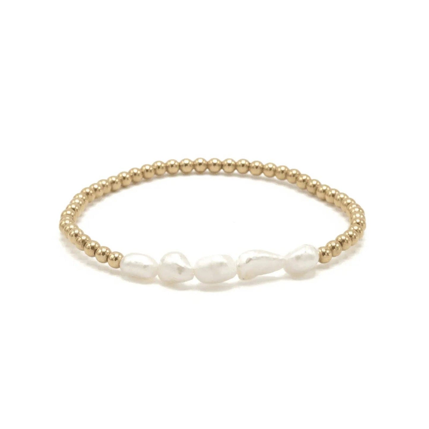 Baroque Row Pearl Bracelet in 14k Gold-Filled - 6.5"