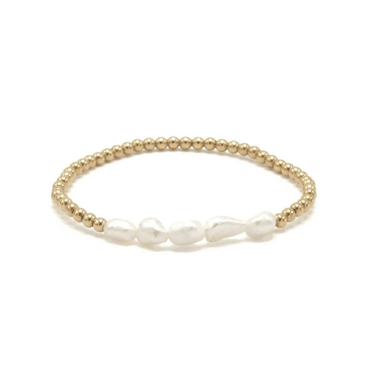 Baroque Row Pearl Bracelet in 14k Gold-Filled - 6.5"