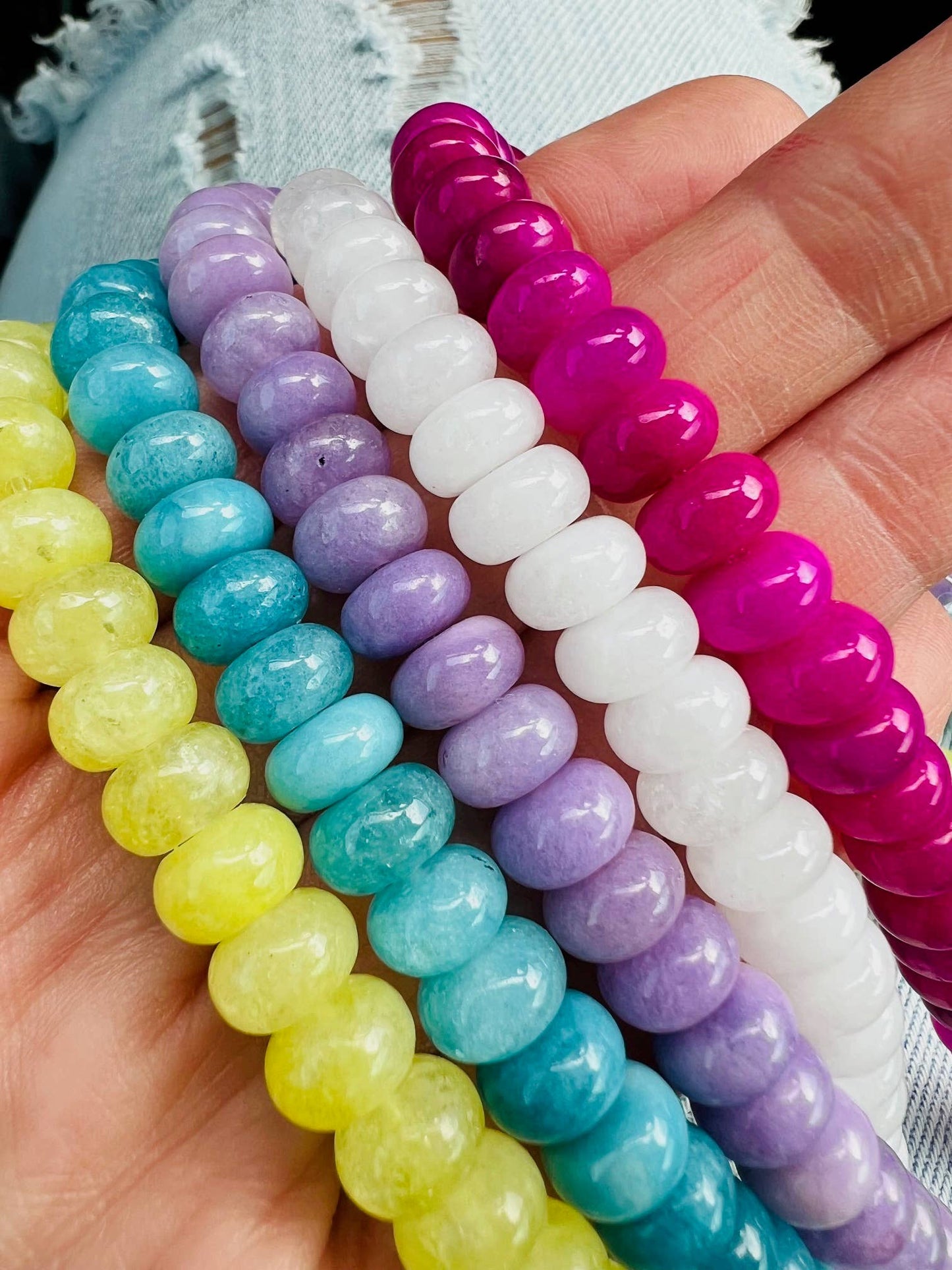 Lilly Gemstone Necklace 8mm - Pastel Rainbow