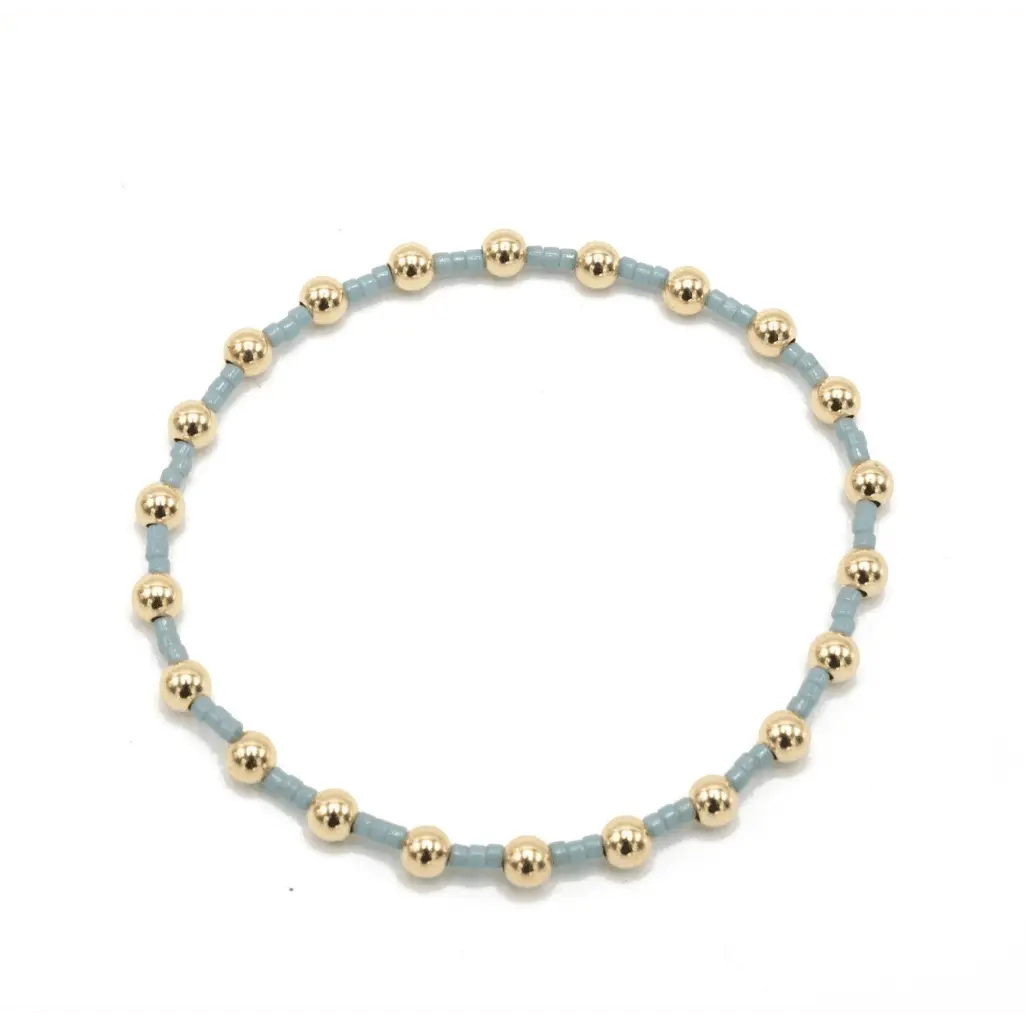 Coastal Pale Blue Newport Gold filled Waterproof Bracelet: 6.5"
