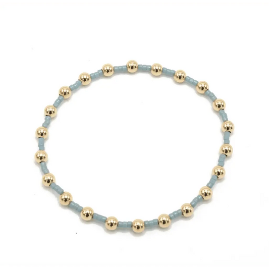 Coastal Pale Blue Newport Gold filled Waterproof Bracelet: 6.5"