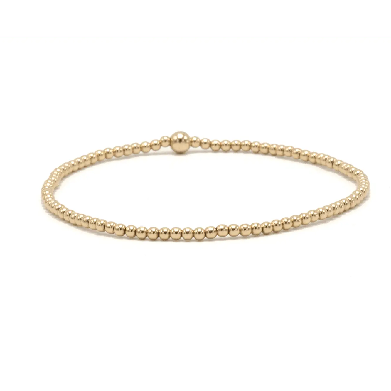 2mm Gold Filled Waterproof Karma Bracelet (w/ Single 4mm) - 6.5 inch