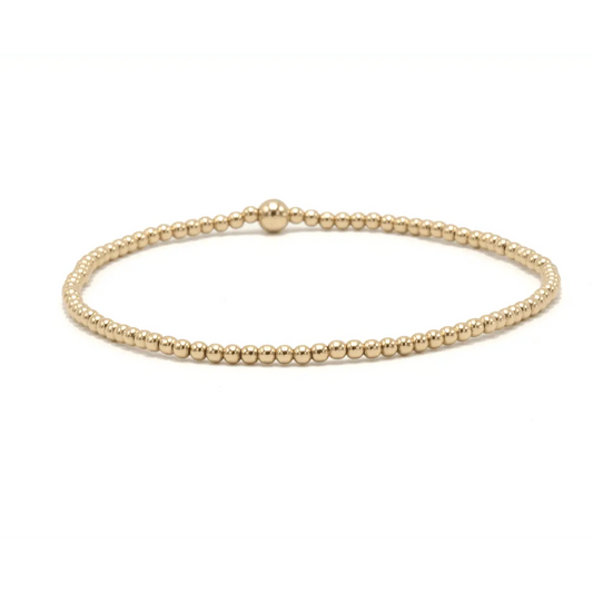2mm Gold Filled Waterproof Karma Bracelet (w/ Single 4mm) - 6.5 inch