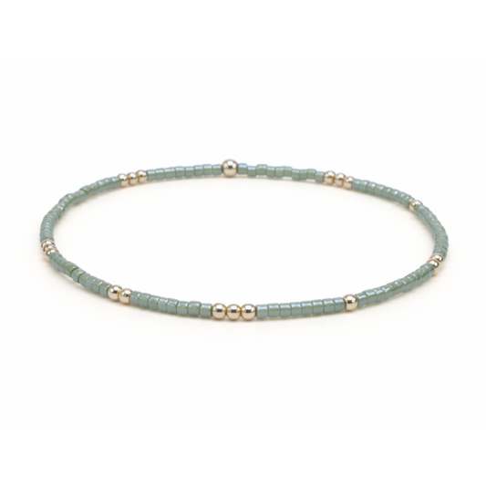 2mm Newport Evergreen + Gold Filled Waterproof Bracelet - 6.5"