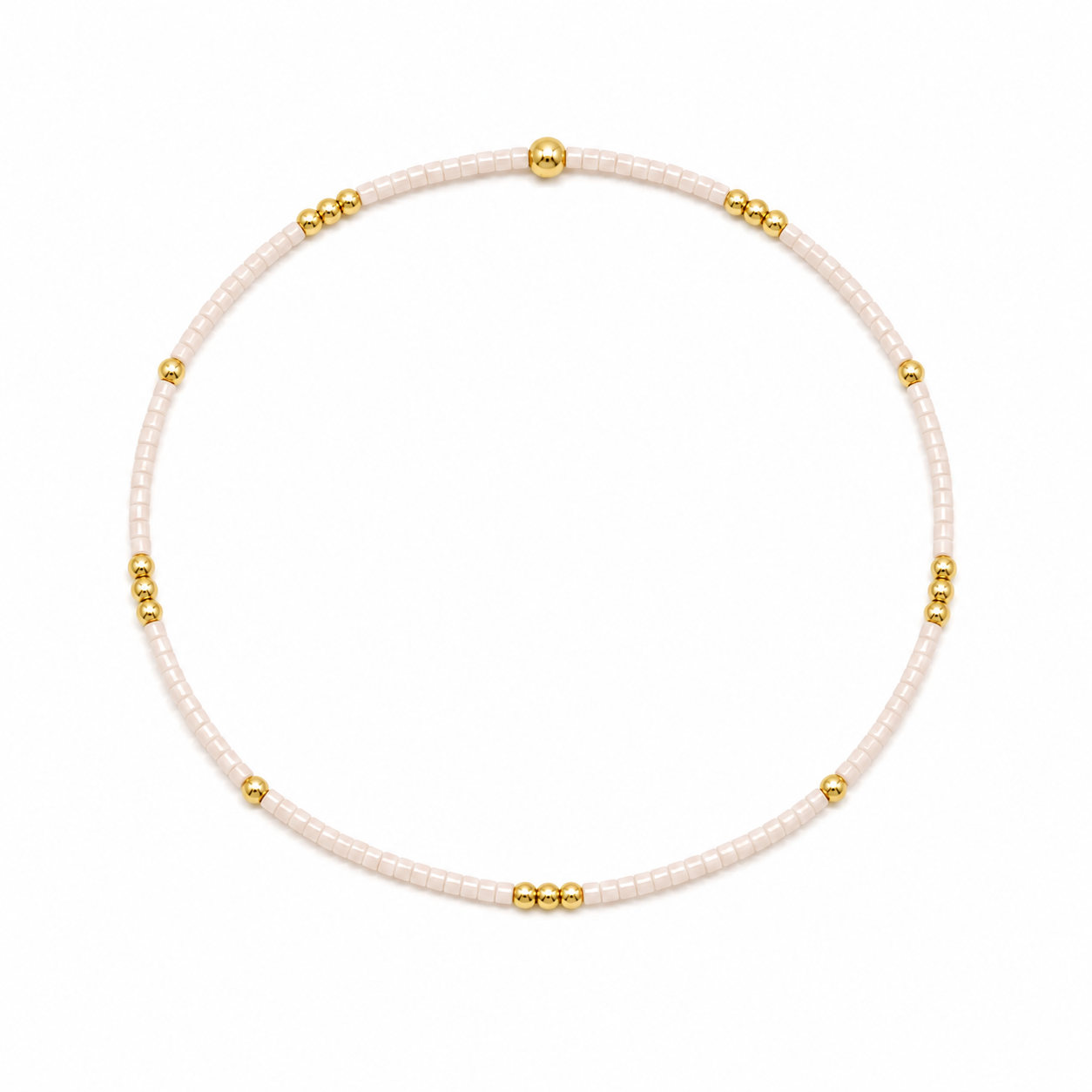 2mm Newport PALEST PINK + Gold Filled Waterproof Bracelet: 6.5"