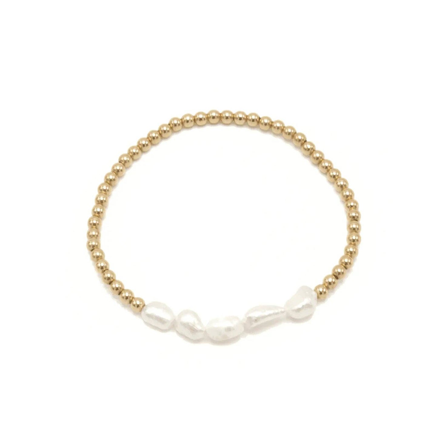 Baroque Row Pearl Bracelet in 14k Gold-Filled - 6.5"