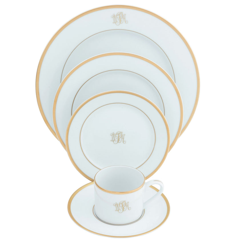 Signature Monogram Gold Salad Plate - Ultra White