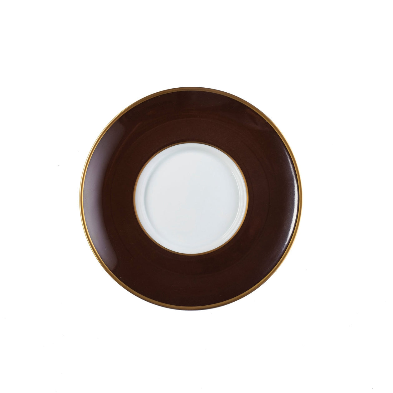 Georgian Colorsheen Chocolate - Gold Banding- Teacup Saucer - Ultra White (No Monogram)